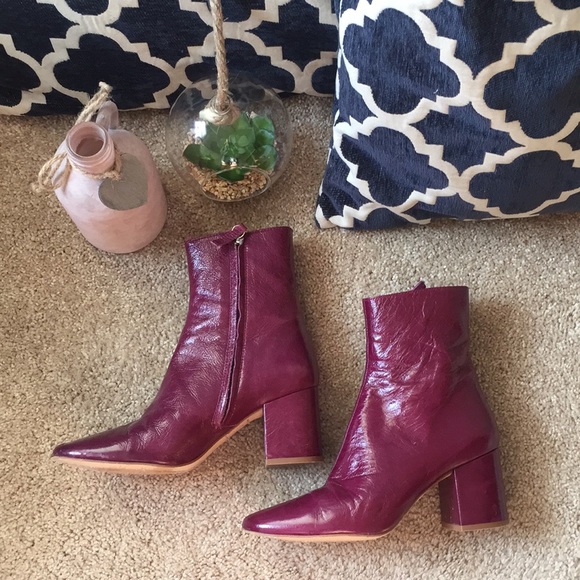 plum leather boots